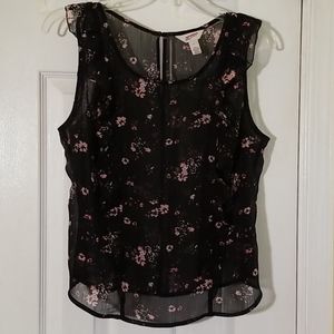 Arizona Sheer Black Sleeveless Blouse, Size L